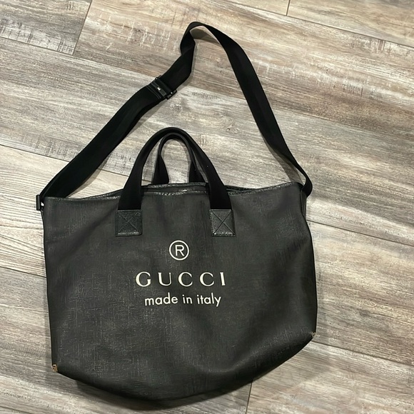 Gucci Coated Canvas Large Trademark Logo Travel Tote - Picture 1 of 10